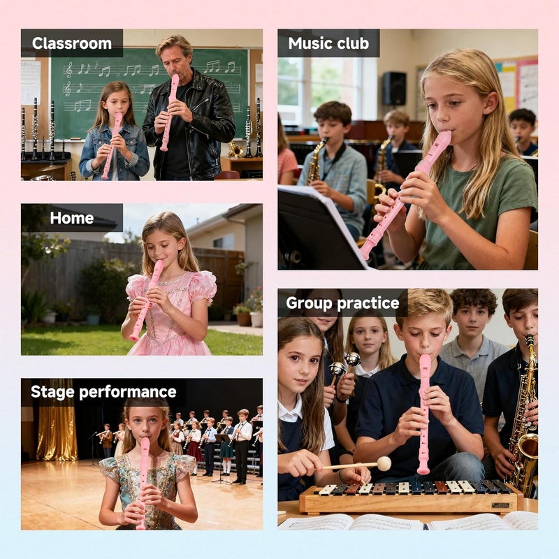 SDREAM Soprano Recorder Instrument For Kids - German Fingering 8 Hole Beginner Music Recorder Flute With Cleaning Rod, Leather Packaging & Fingering Chart - Image 3